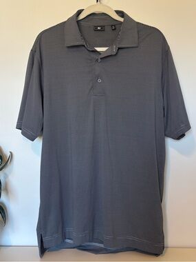 FootJoy Gray Striped Performance Golf Polo